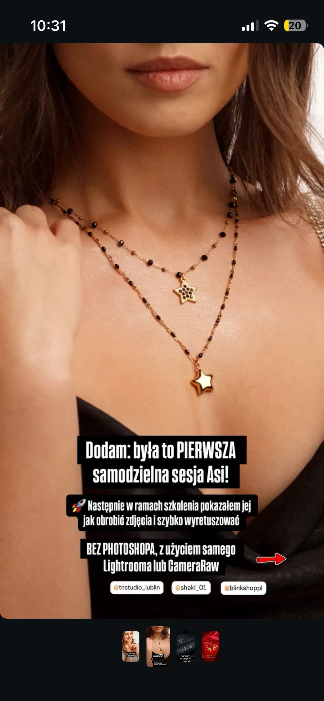 Naszyjniki na modelu
